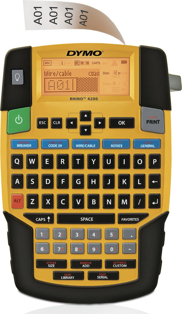 Dymo rhino 4200 draagbare industriële labelmaker | qwerty-toetsenbord | compacte, tijdbesparende labelprinter voor professionals, die veel onderweg zijn