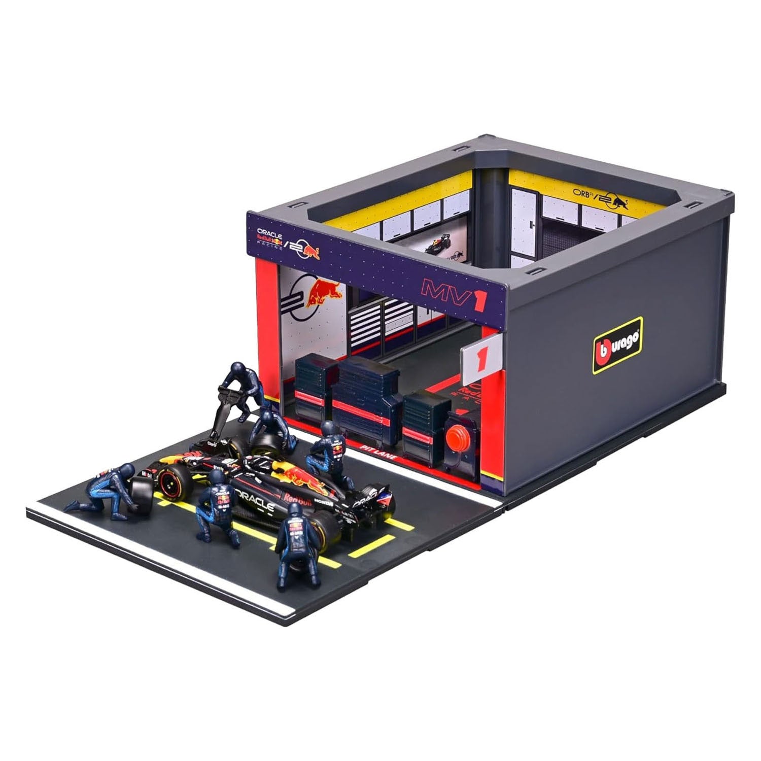 Burago red bull pit pass met max verstappen - 1:43