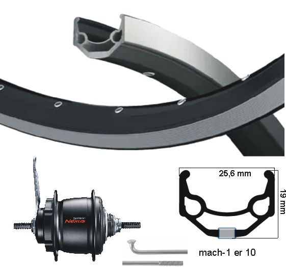 Kgs achterwiel 28 inch (622) nexus 8 remnaaf zwart