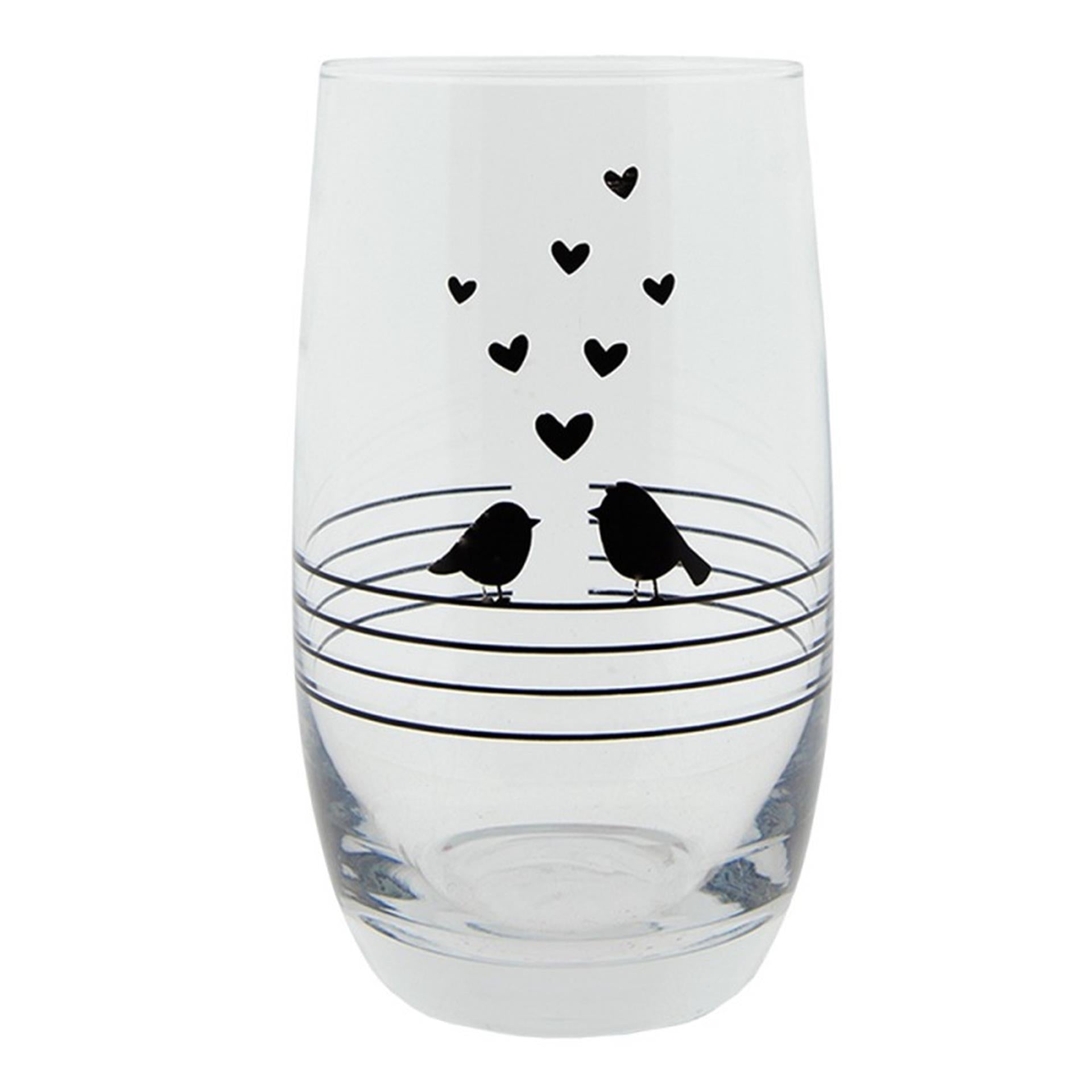 Clayre eef drinkglas vogels 320ml