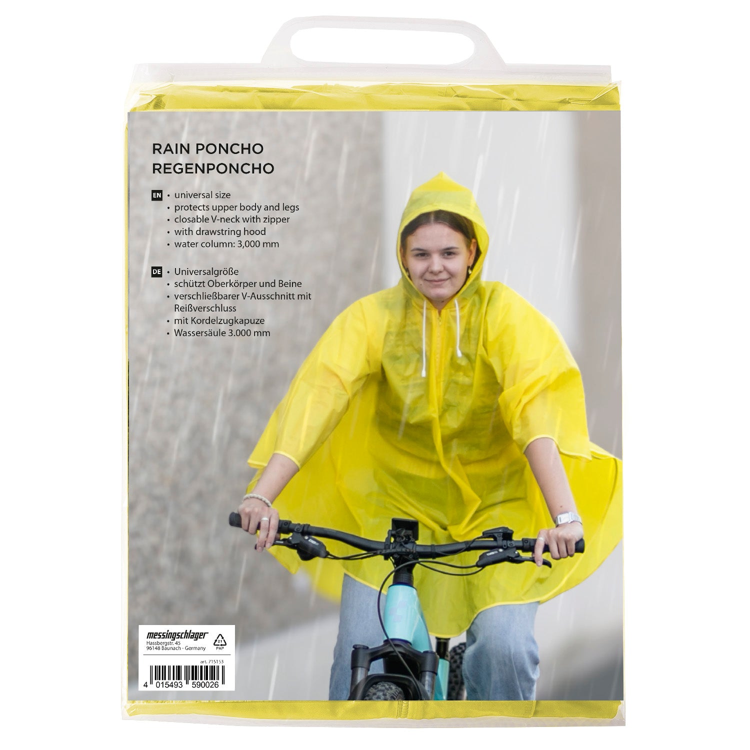 Regenponcho groot volwassen - geel assortiment en blauw
