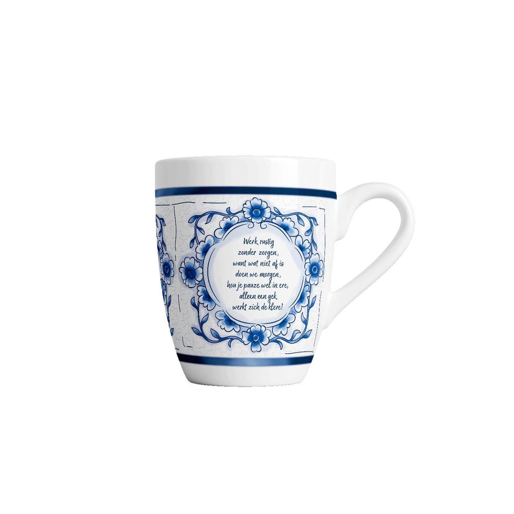 Paperdreams delfts blauwe mok - werk rustig - keramiek 440ml