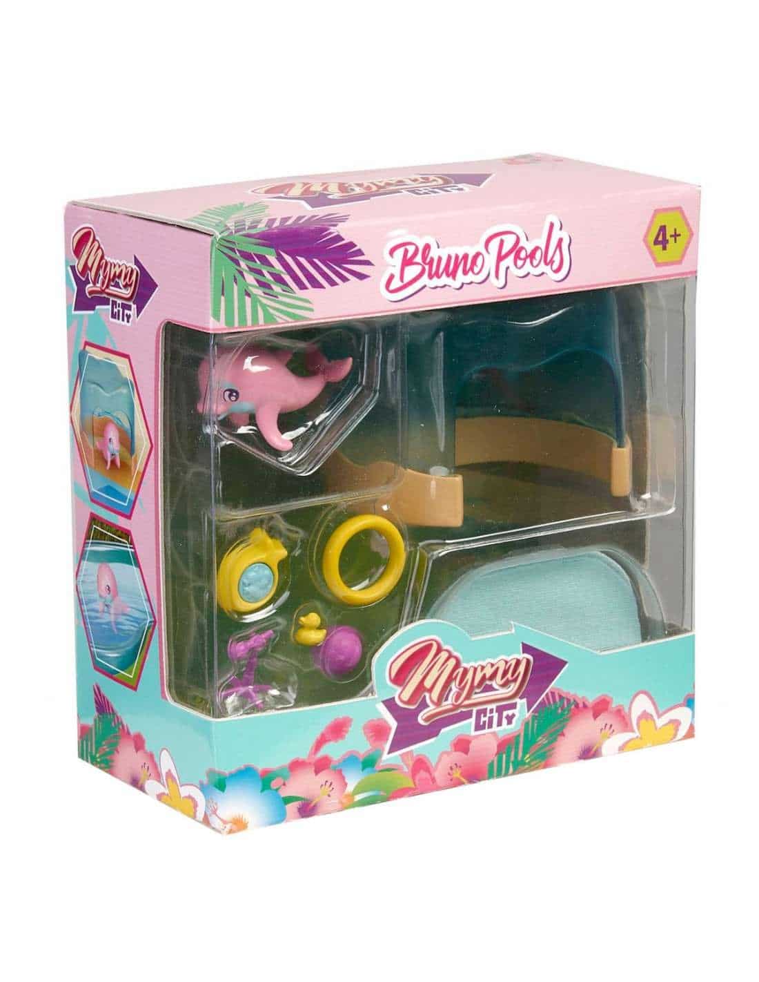 Famosa mymy city speelfiguren, bruno de dolfijn met dekenhuisje en meerder asseccoires