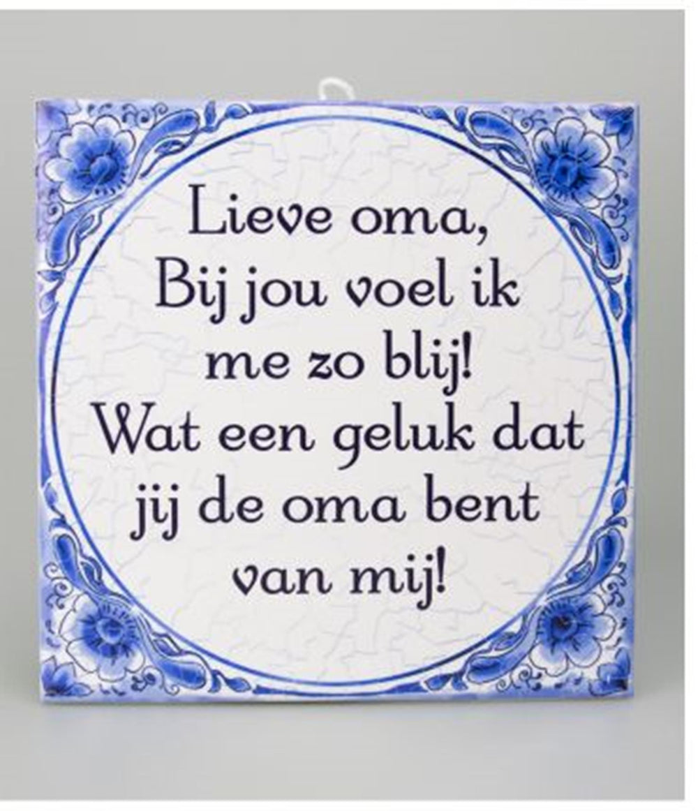 Paperdreams tegel - lieve oma delfts blauw