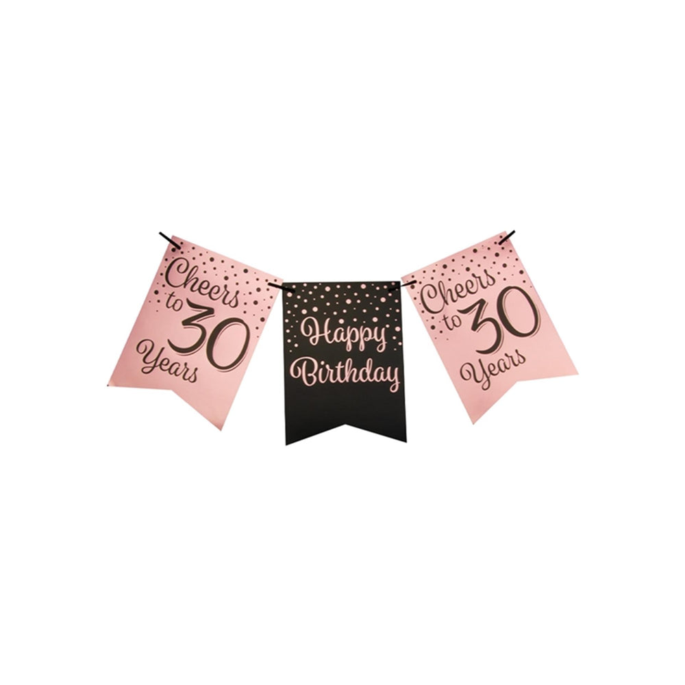 Paperdreams vlaggetjesslinger roze zwart - 30