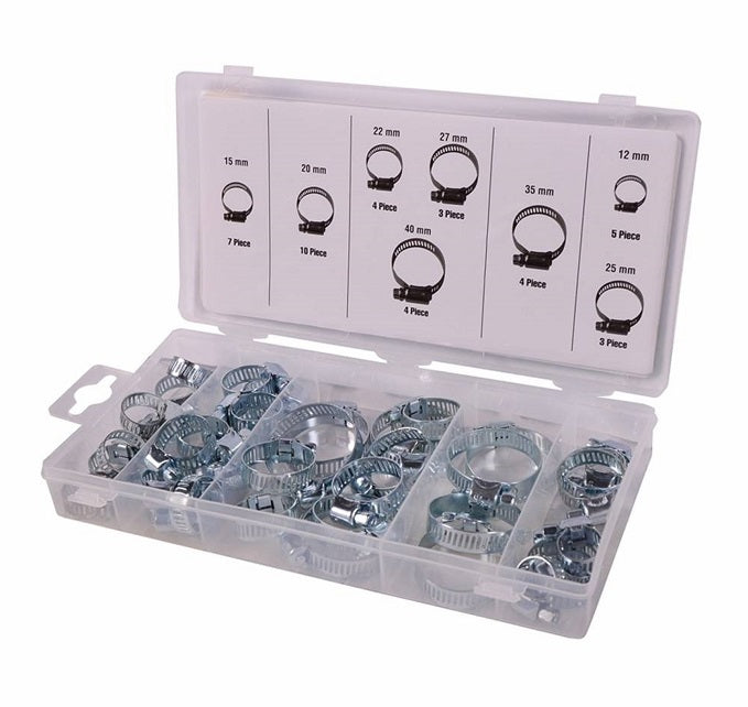 Slangklem assortiment, 40 stuks in opbergdoos