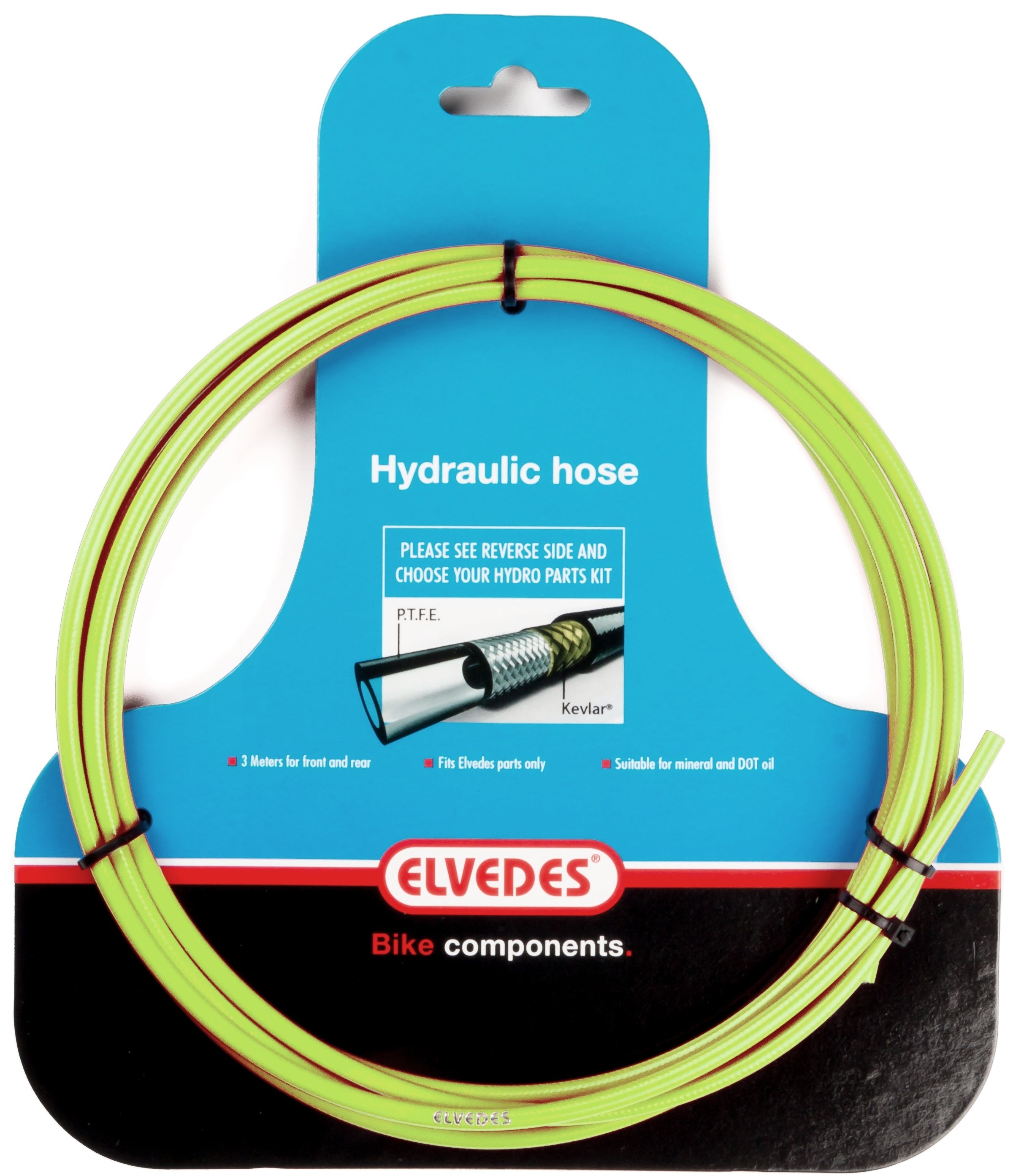 Elvedes Hydraulische leiding met PTFE voering en kevlar bescherming groen (3 meter op kaart)