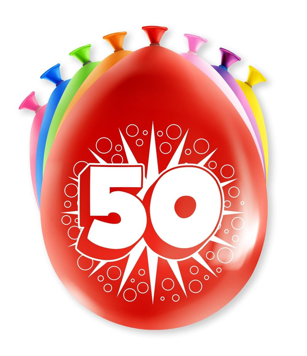 Paperdreams cijfer ballonnen - 50 jaar 8 stuks 30cm