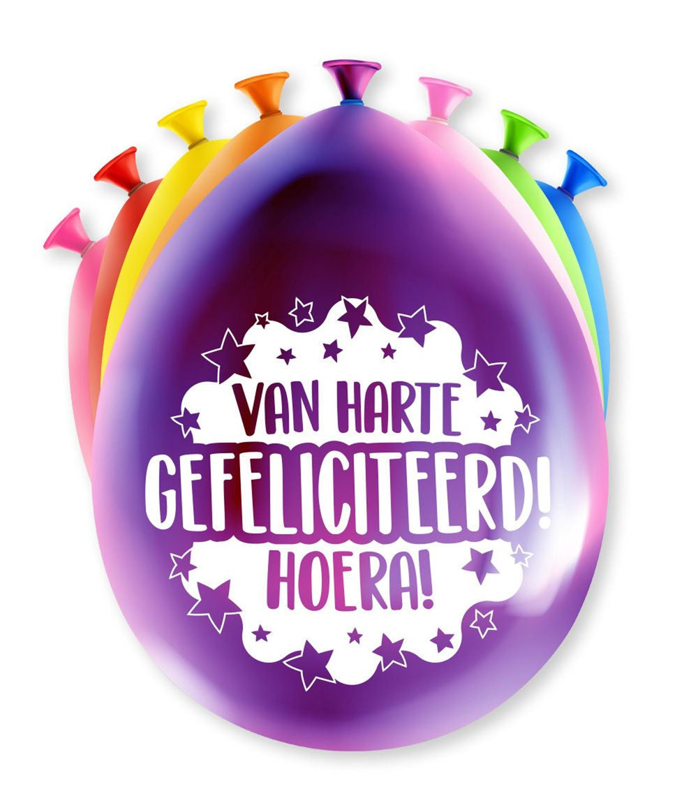 Paperdreams party ballonnen - gefeliciteerd 8 stuks 30cm