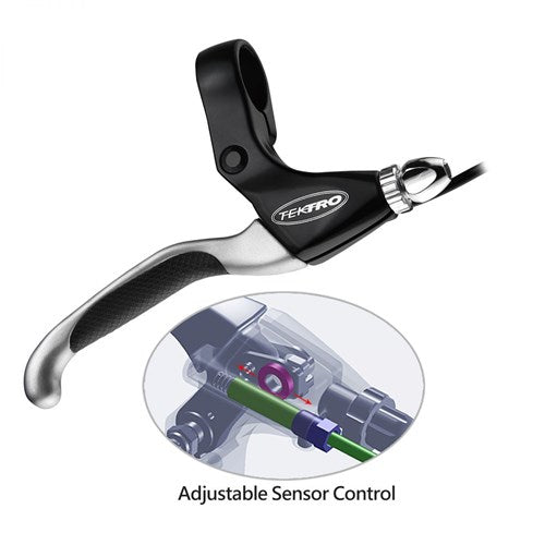 Paire de leviers de frein pour vélo électrique Tektro EL550FR-RS V-brake avec capteur de virage - noir satiné