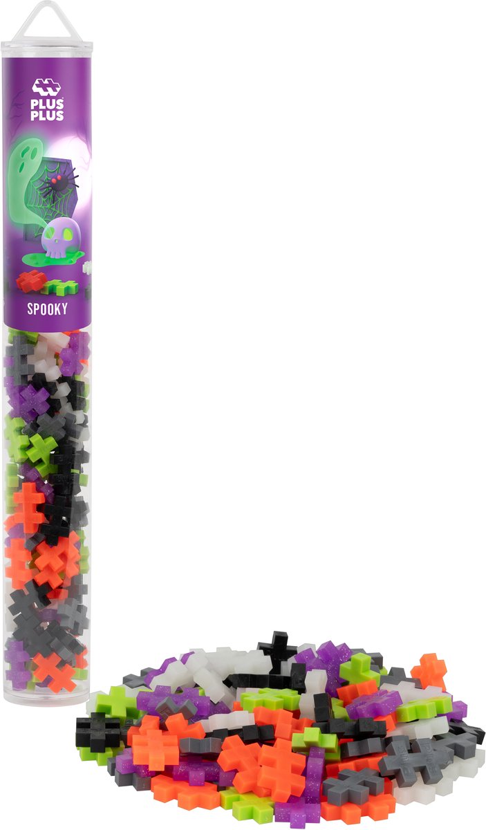 Plus-plus spooky halloween mix - spook - 100 delige bouwset tube - 4318 - bouwspeelgoed - constructiespeelgoed - set met bouwstenen - vanaf 5 jaar