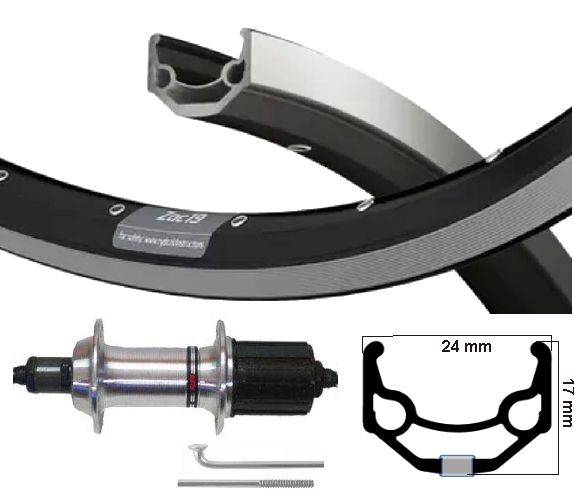 Kgs achterwiel 26 inch (559) zac 19 zw zilver 8 9 versnellingen uitval