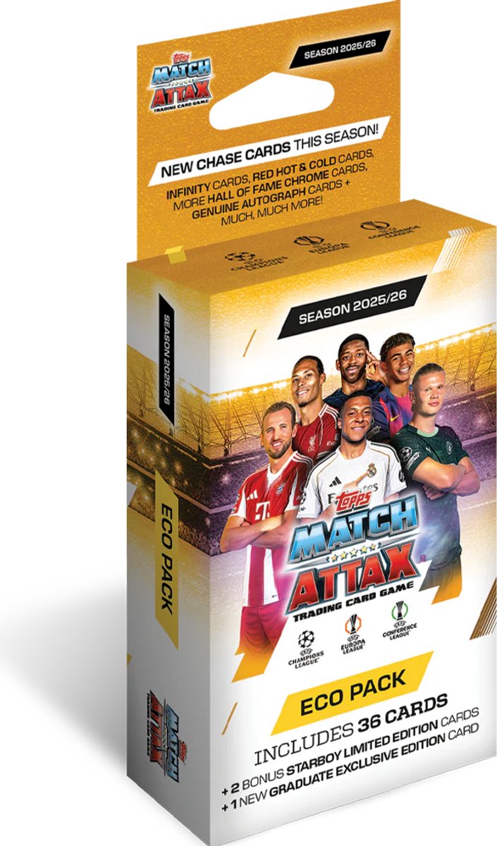 Topps merlin uefa champions league match attax extra trading cards 2025 26 eco pack trading cards