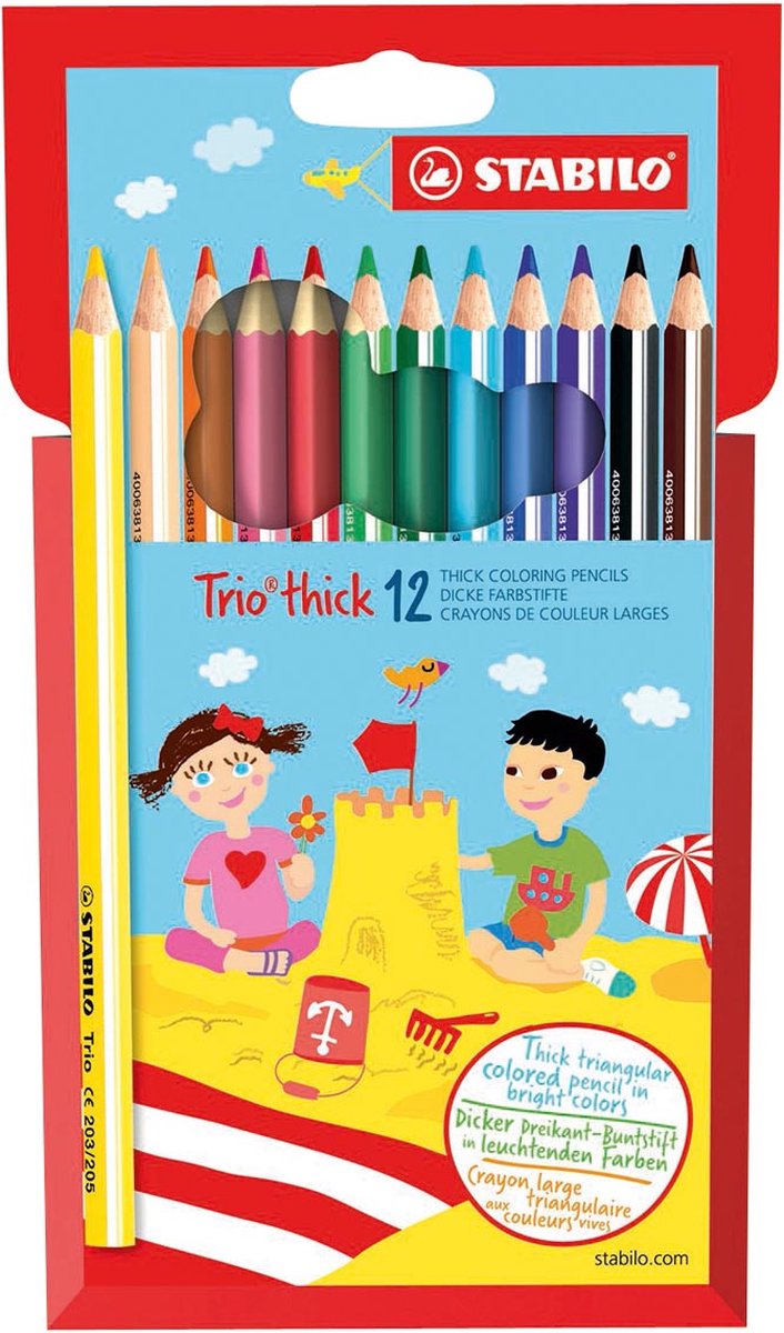 Stabilo kleurpotloden trio dik 203 kartonnen etui à 12 kleuren | 1 stuks