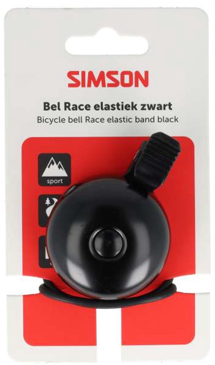 Simson racefietsbel - elastische bevestiging - zwart - geluid tot 85 db