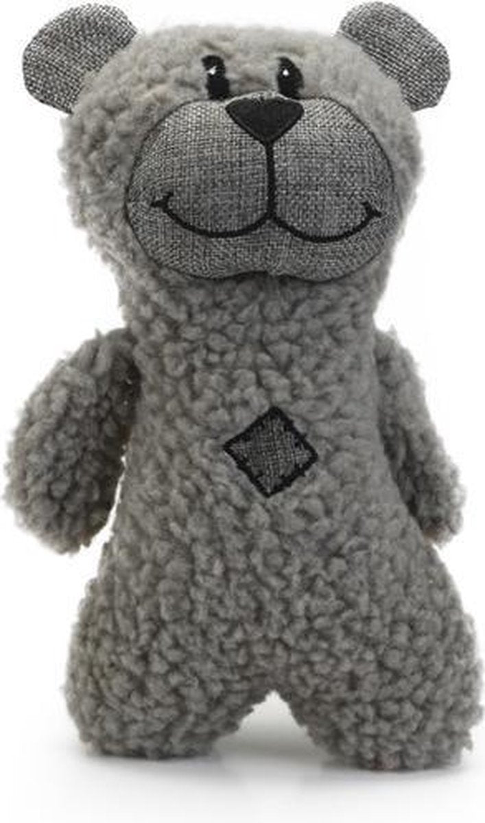 Beeztees hondenknuffel boris - met piep - hondenspeelgoed - grijs - 23x15x8 cm