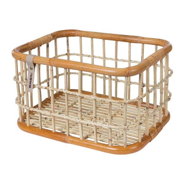 Basil Green Life - rattan bike basket - large - front - natural brown