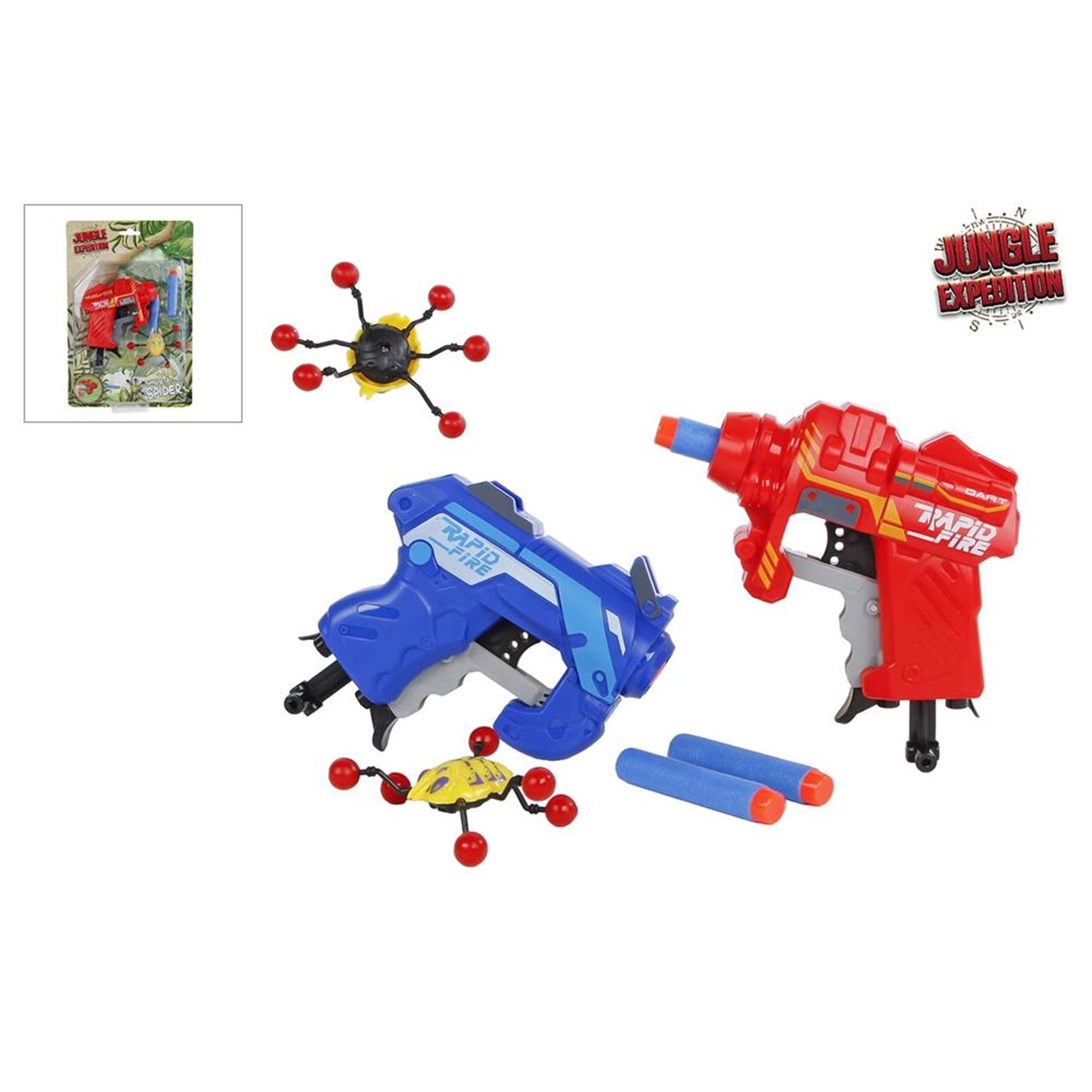 Jungle expeditie pistool met darts en raamkruipers, 7dlg.