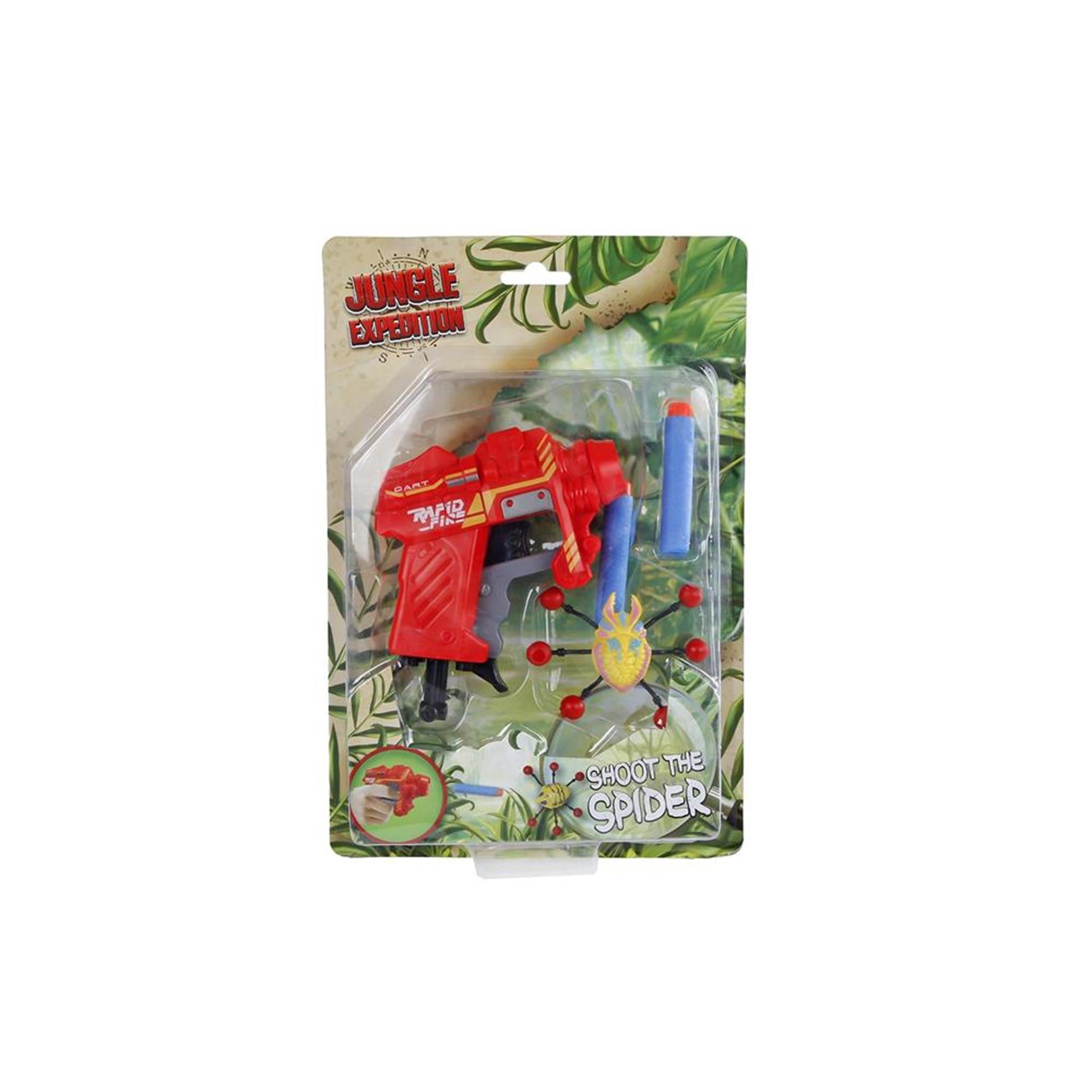 Jungle expeditie pistool met darts en raamkruipers, 7dlg.