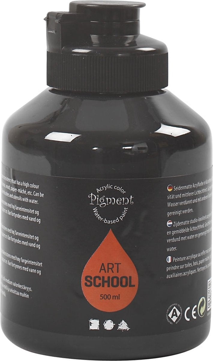 Pigment art school , zwart, 500 ml