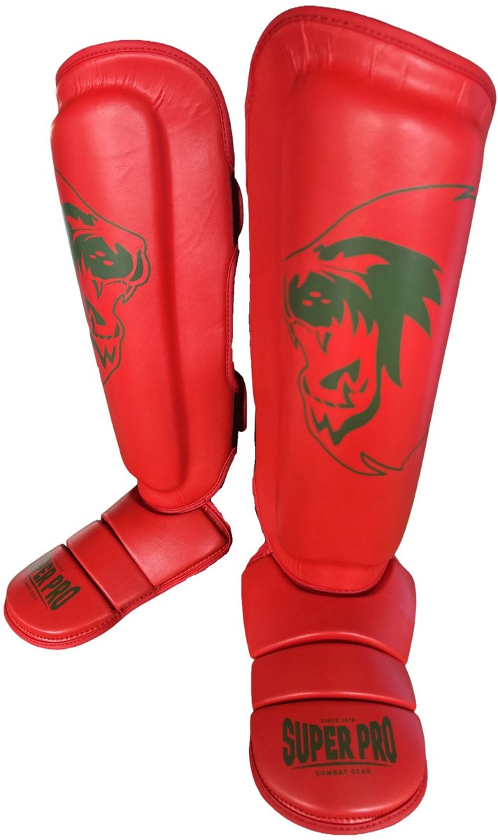 Super pro combat gear scheenbeschermer nations maroc pu rood - groen l
