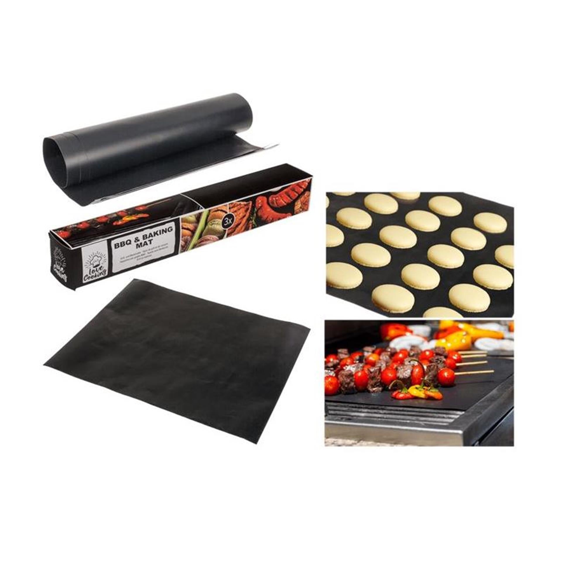 Ootb barbecue bakmat set van 3 stuks 40x33cm