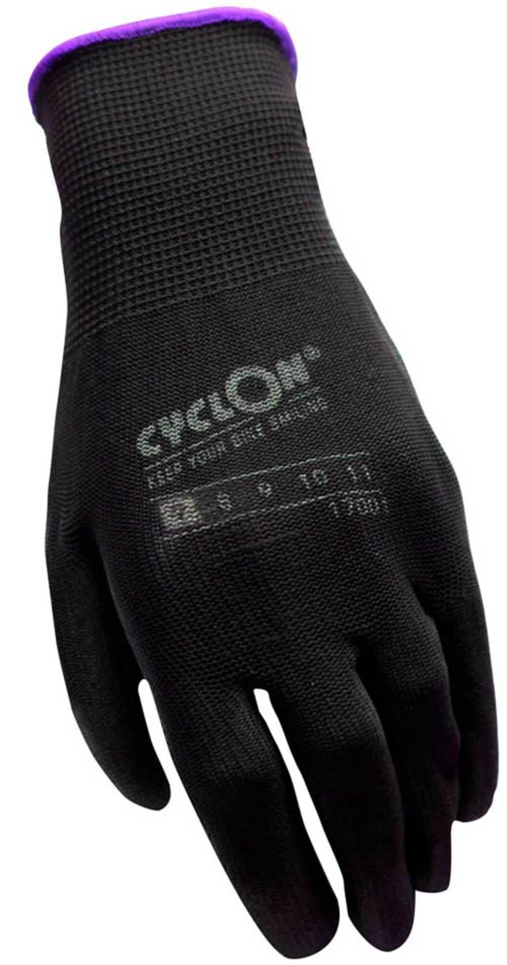 Cyclon gants d'atelier pu-flex étroit violet taille 7 noir