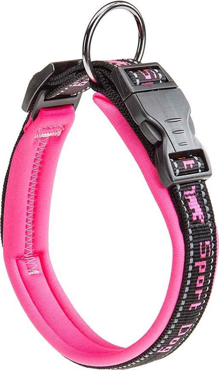 Ferplast sport dog halsband - nylon - zachte voering - roze - breedte 25 mm - nekomtrek 35 - 45 cm (gelieve alvorens bestellen opmeten)