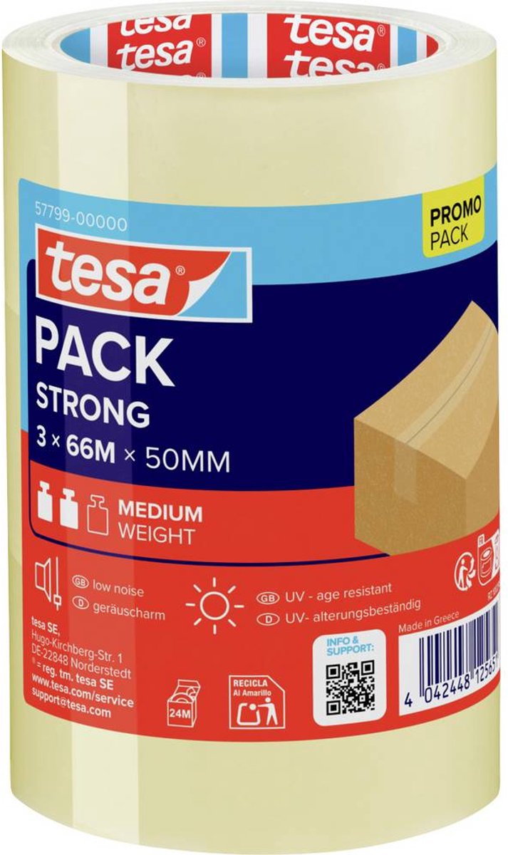 Tesa verpakkingstape - 66 m - 3 rollen