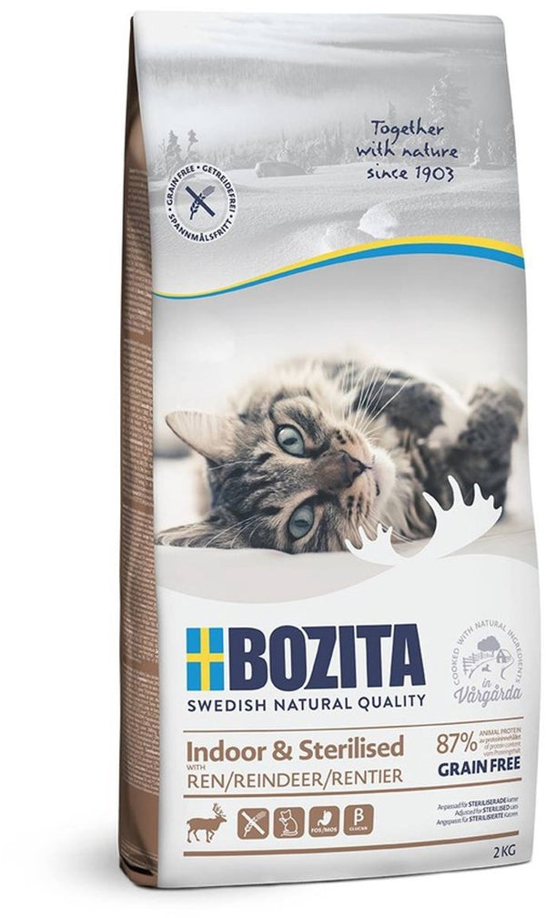 Bozita indoor sterilised serie - graanvrije droogvoer - ren - 2kg