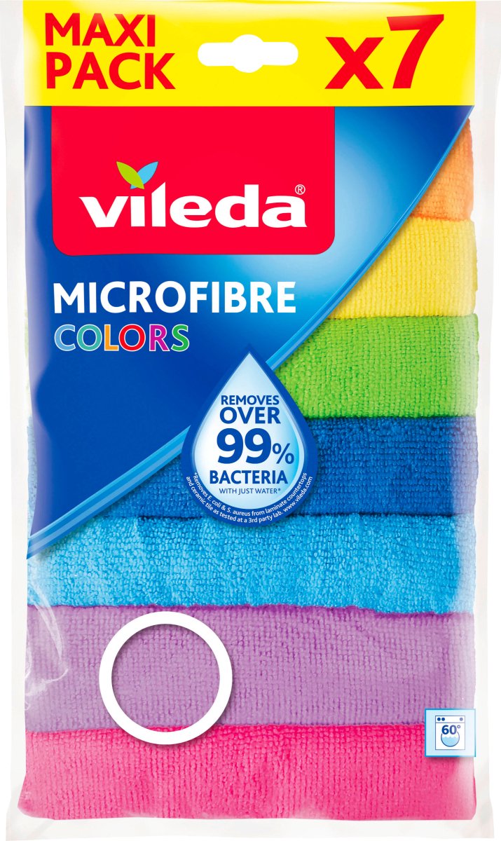 Vileda doekjes voor alle doeleinden microvezel kleuren multipack, 7 stuks