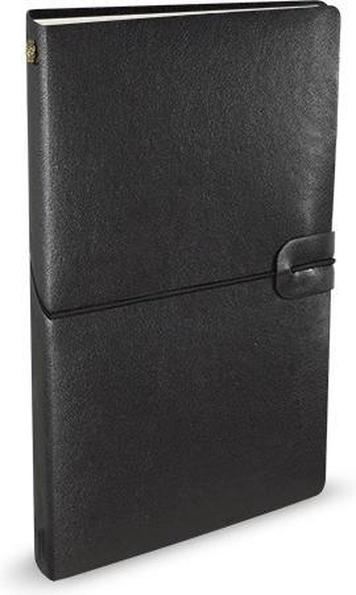 Peter pauper notitieboek - voyager - leder cover - black - met koordsluiting - 12x20 cm