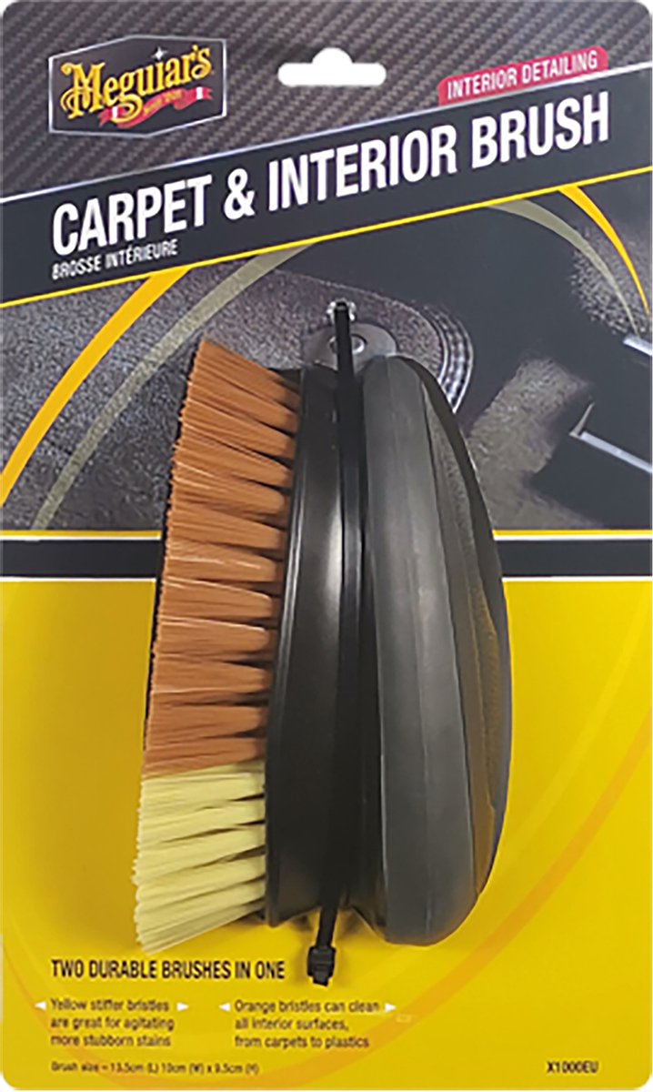 Meguiar's meguiar’s carpet interior brush – 2-in-1 bekledingsborstel auto – interieur reinigingsborstel – ergonomische grip
