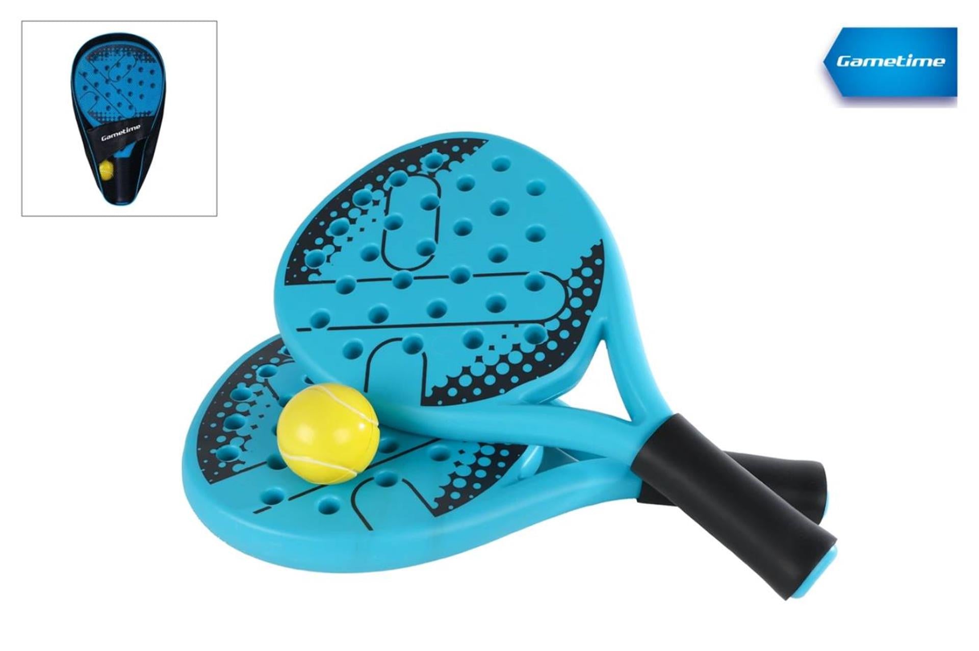 Gametime padelset van 2 rackets met bal in opbergtas, 3dlg.