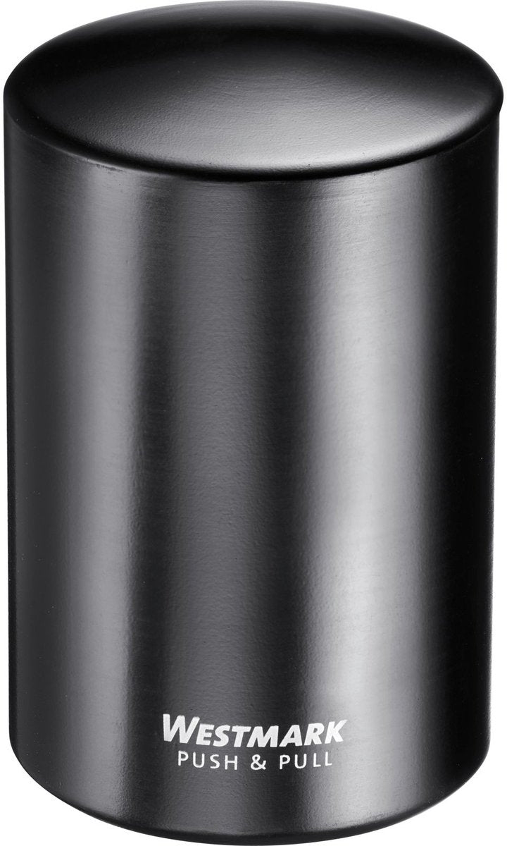 Westmark automatische kurkentrekker, voor kroonkurken, aluminium, push pull, zwart, 5,3 x 5,3 x 8 cm