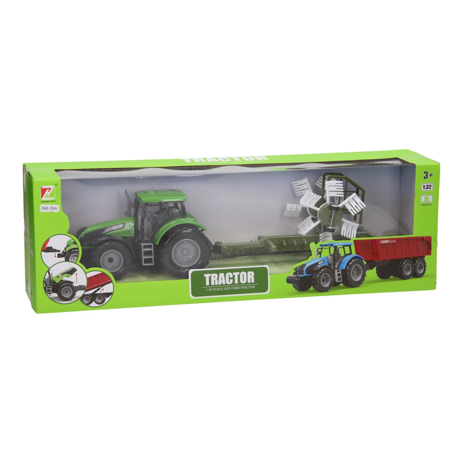 Tractor met hooiwagen 1:32
