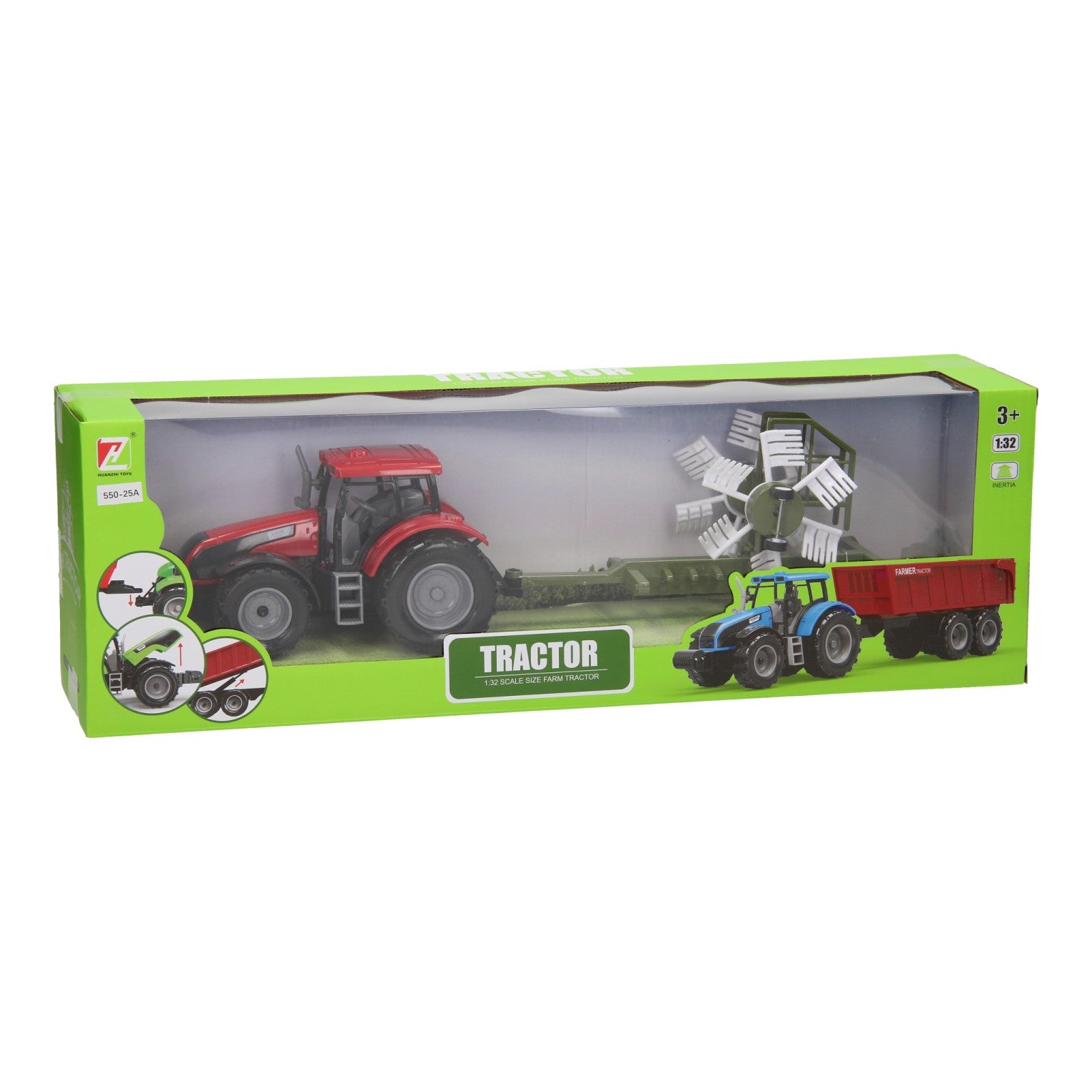 Tractor met hooiwagen 1:32