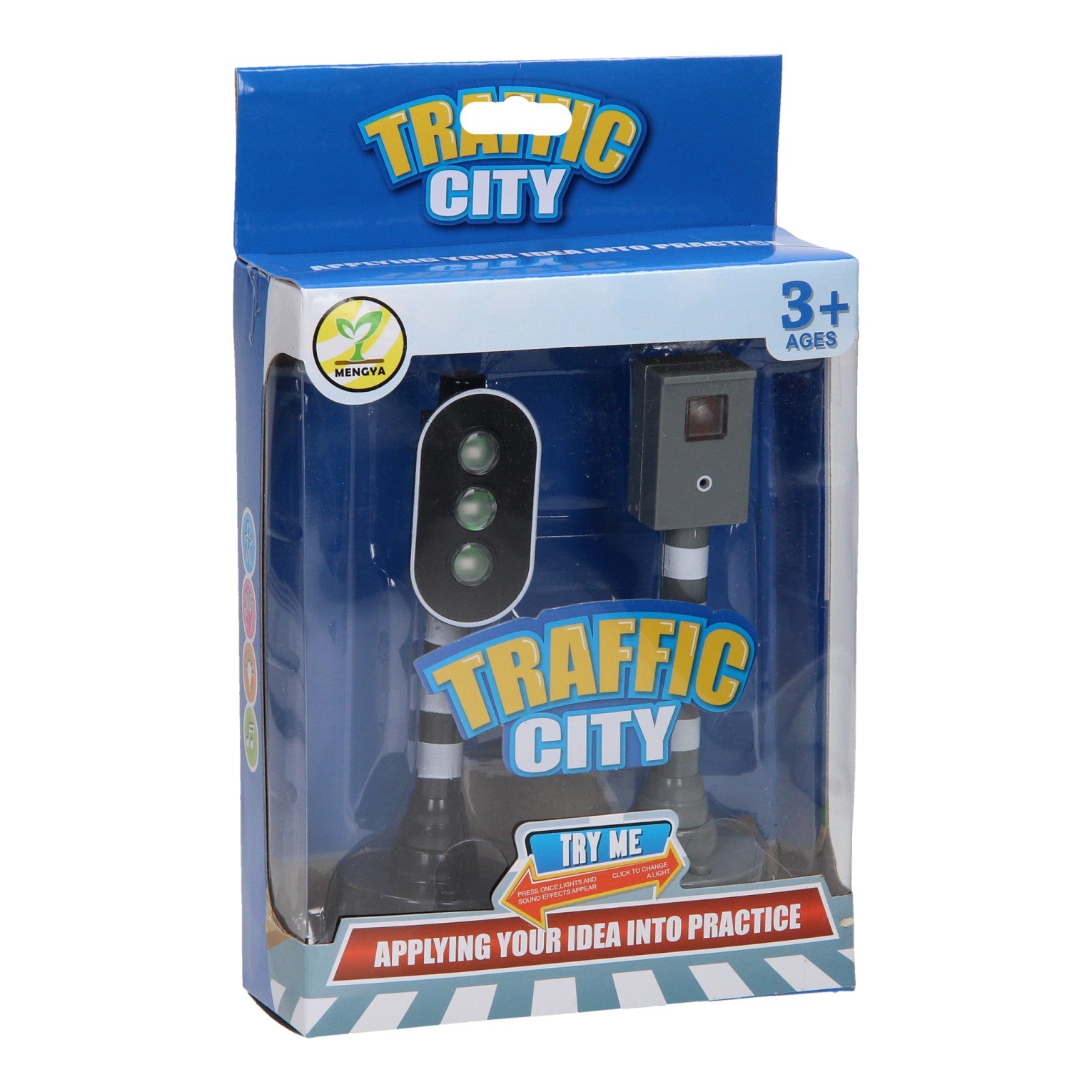 Verkeerslicht en flitspaal met licht en geluid