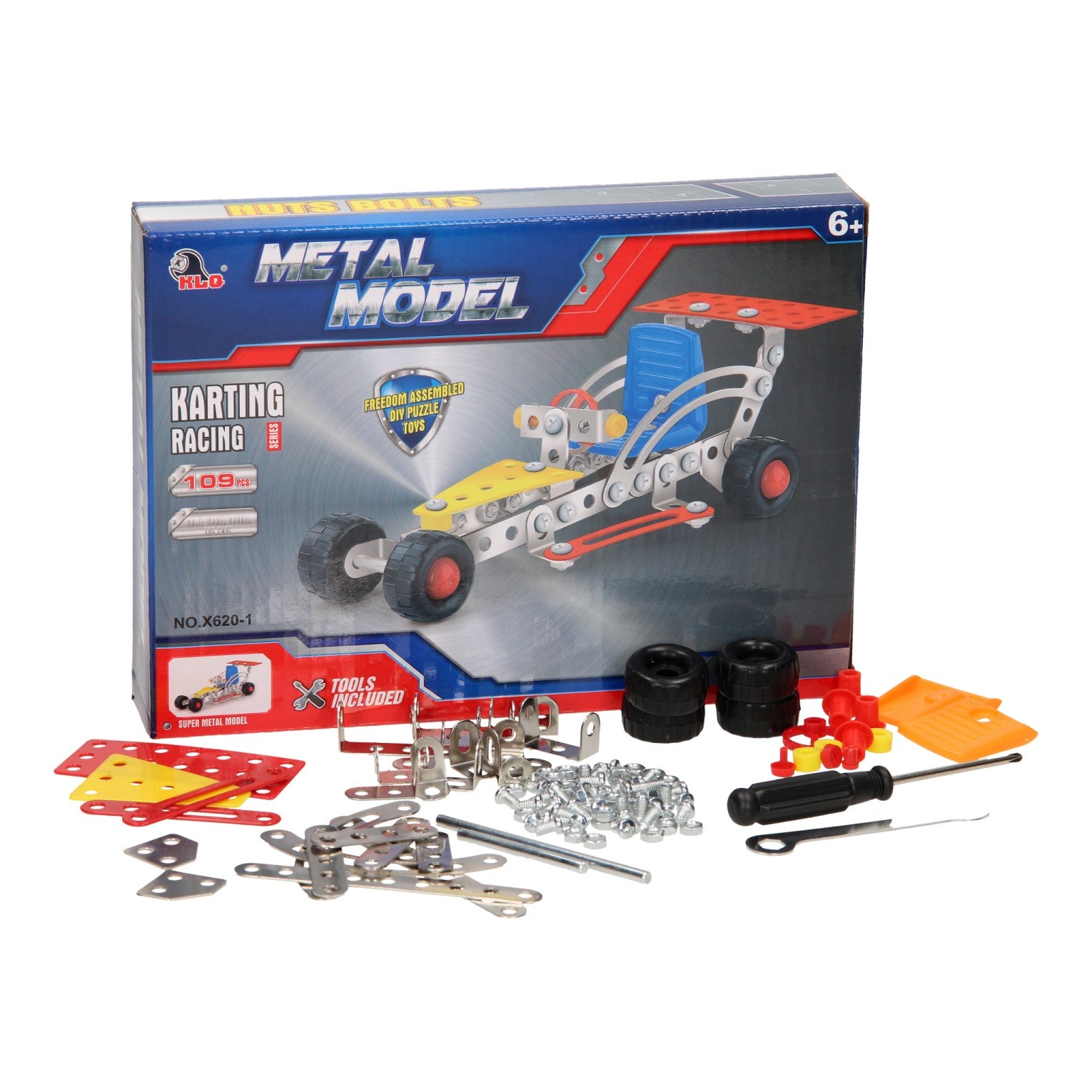 Lobbes speelgoed bv constructie metaal raceauto, 109dlg.