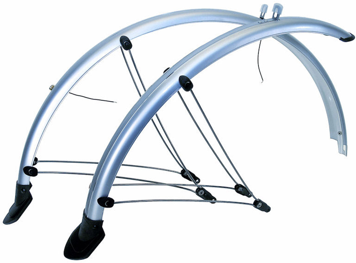 Spatbordset 28 pvc 45mm zilver met stroomgeleidingskabel