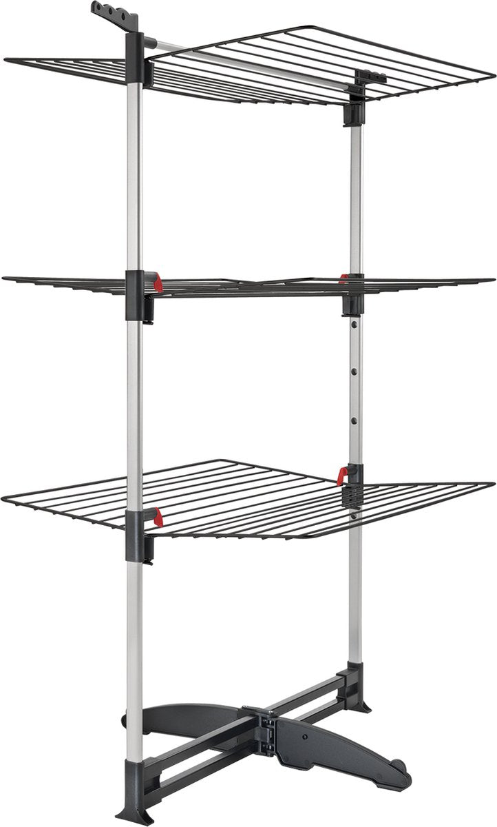 Tomado - droogtoren ciclone vario - 38 meter drooglengte - inklapbaar - aluminium en metaal - met haken voor kledinghangers - 5 jaar garantie - zwart