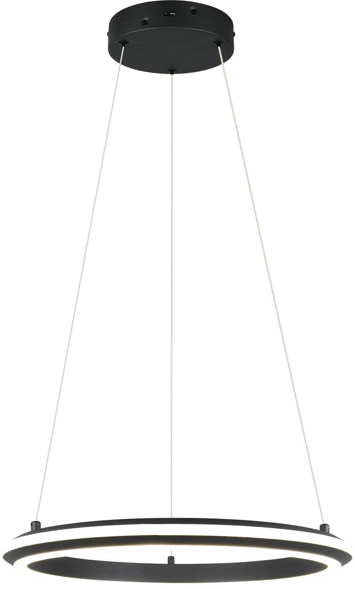 Trio amador - hanglamp - zwart mat - incl. 1x smd 34 w - dimbaar met schakelaar - plafondbevestiging - in hoogte verstelbaar - dip - schakelaar