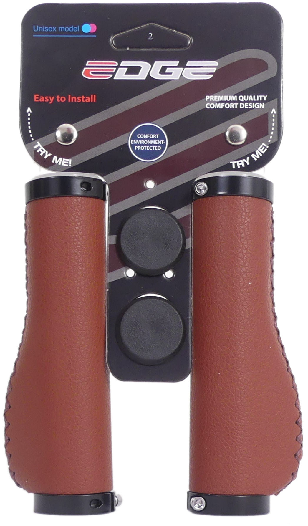 Edge handvatset leer incl lockring - camel brown- 135 135mm (winkelverpakking)