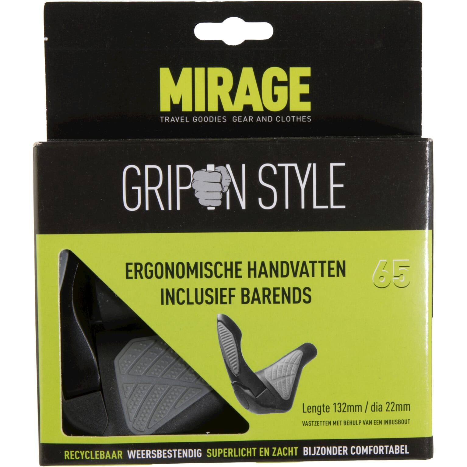 Paire de poignées Mirage Grips style #65 - L = 134 134 mm avec barends - noir