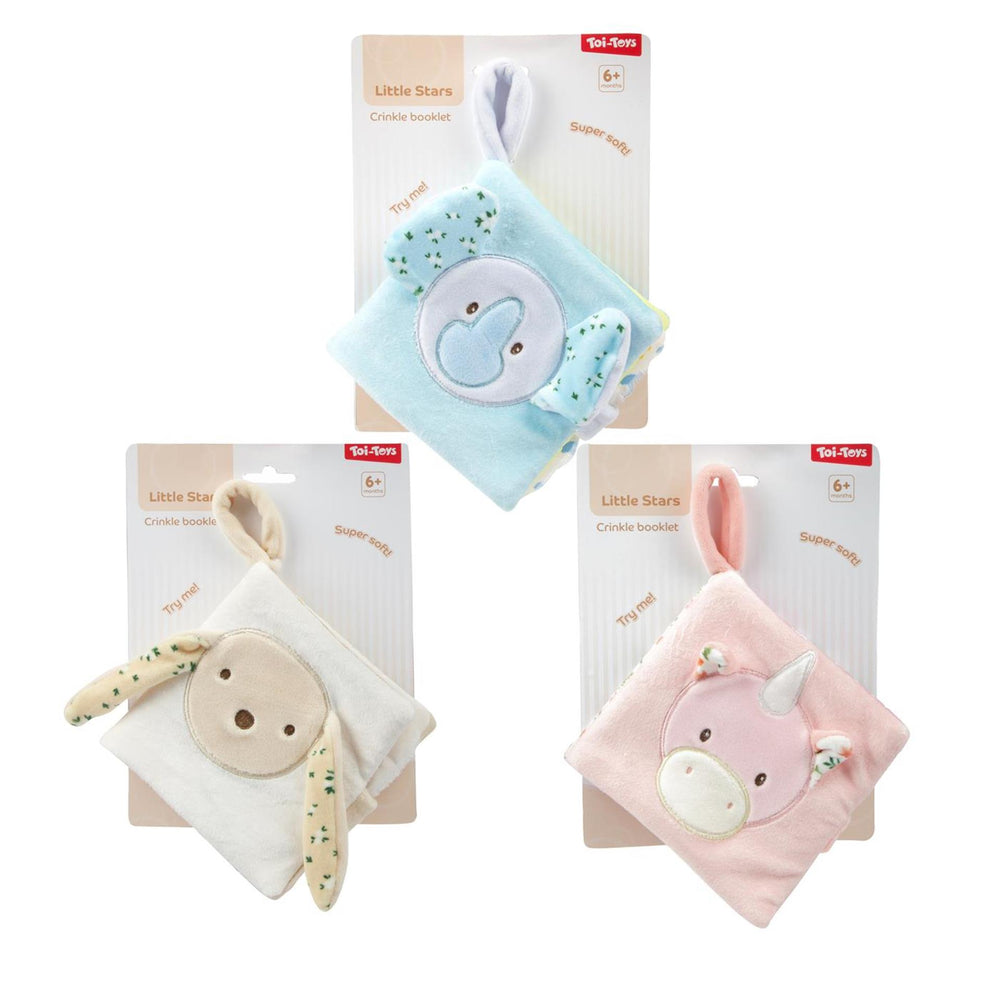 Toi-toys little stars baby pluche knisperboek -soft- 3ass