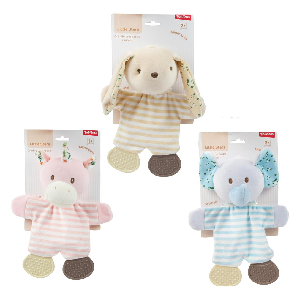 Toi-toys little stars baby knisperdoek+bijtring -soft- 3ass
