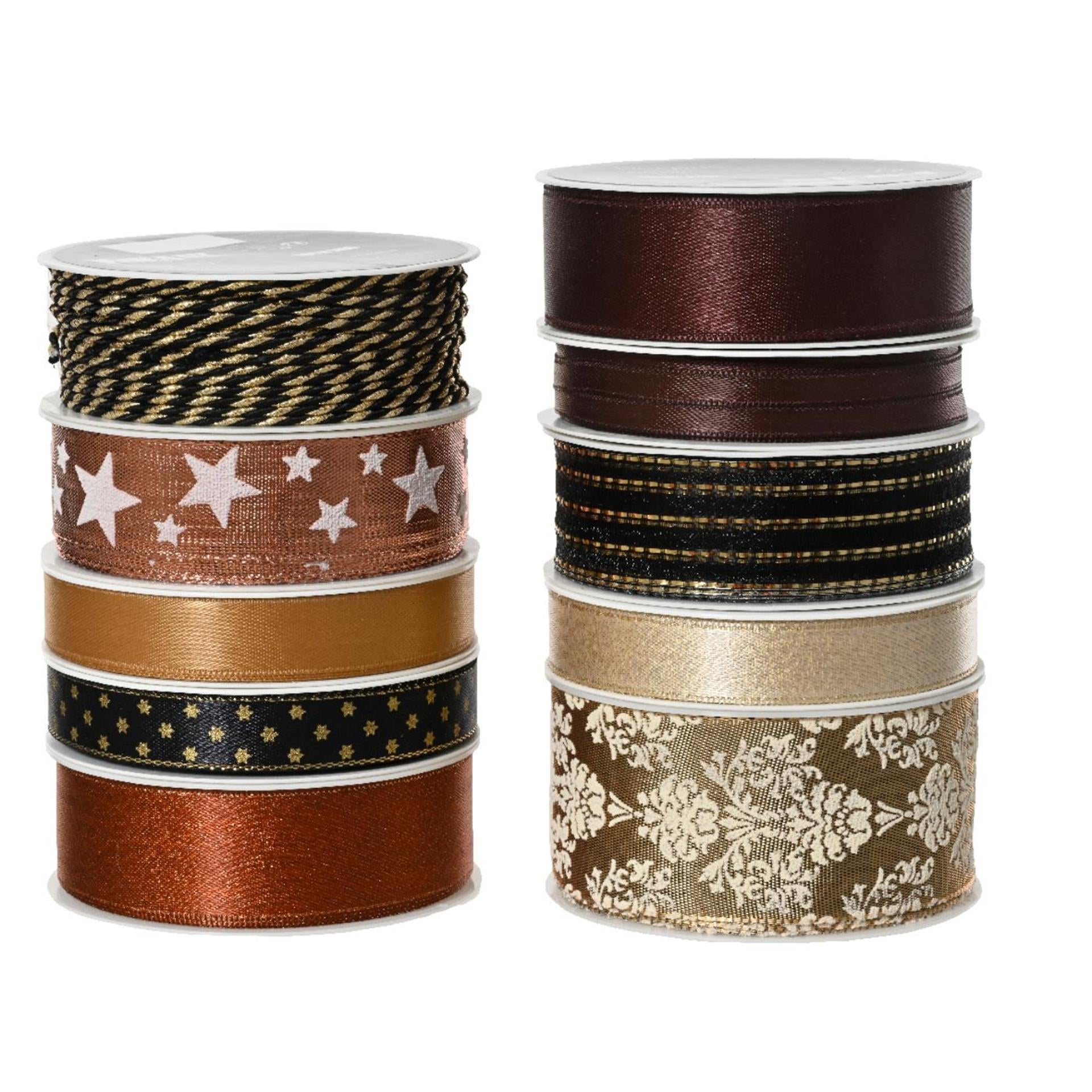 Decoris lint polyester 10 assorti zwart goud