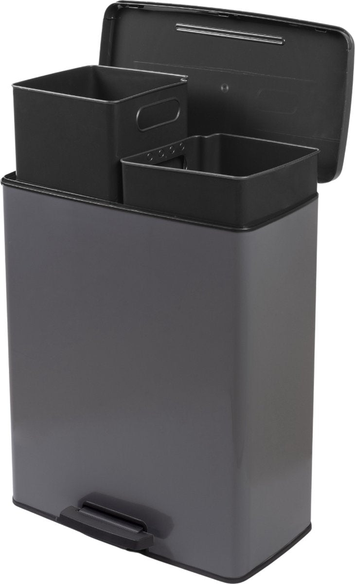 Curver decobin duo prullenbak 26+26l koelgrijs