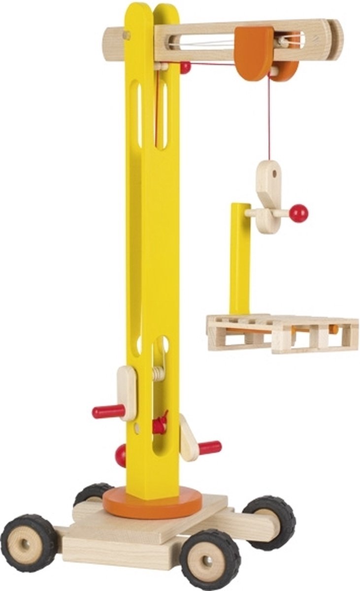 Goki Wooden Vehicle: Mobile Crane 48x23x64cm, with rubber tyres, 3+