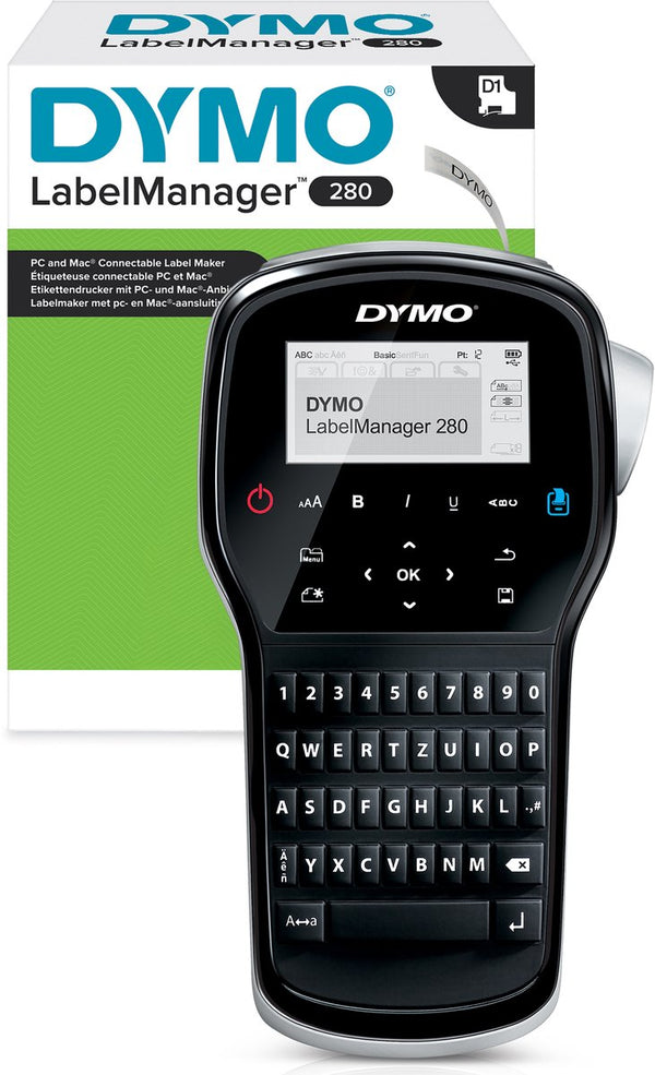Dymo labelmanager 260-labelprinter | oplaadbare labelmaker met qwertz-toetsenbord | inclusief zwart-wit d1-labeltape (12 mm) | voor thuis en op kantoor